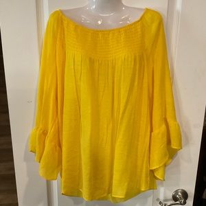 Zac and Rachel Yellow off the shoulder top